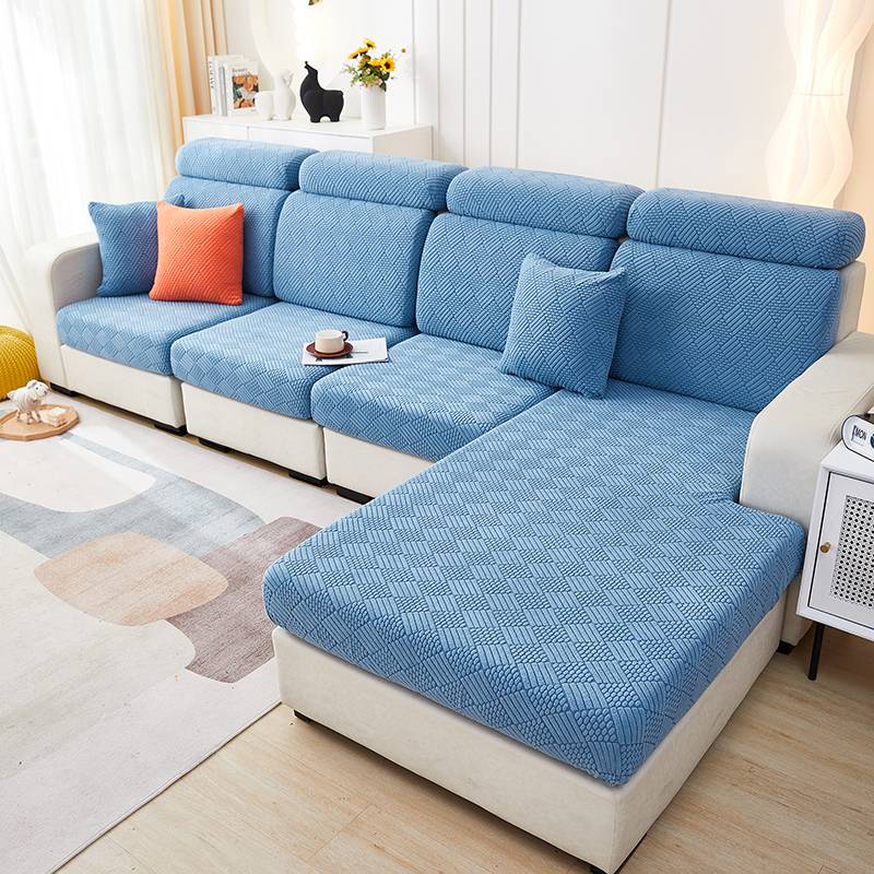 Bleu - Housse de coussin d'assise pour canapé - Motif laine