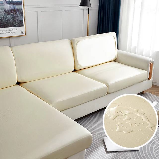 Housse en simili cuir pour coussin de canapé - blanc