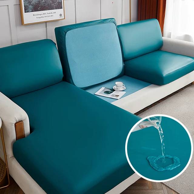 Housse en simili cuir pour coussin de canapé - bleu canard