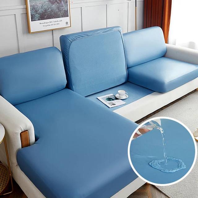 Housse en simili cuir pour coussin de canapé - bleu ciel