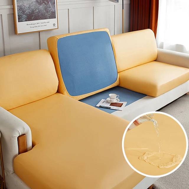 Housse en simili cuir pour coussin de canapé - Jaune