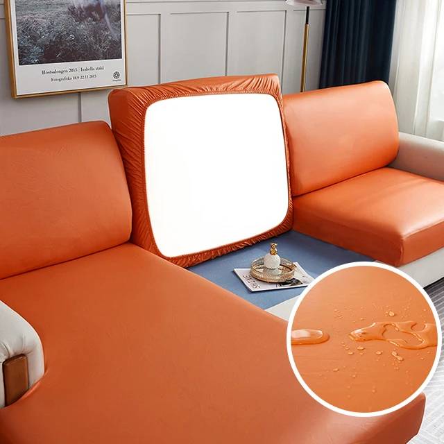 Housse en simili cuir pour coussin de canapé - Orange