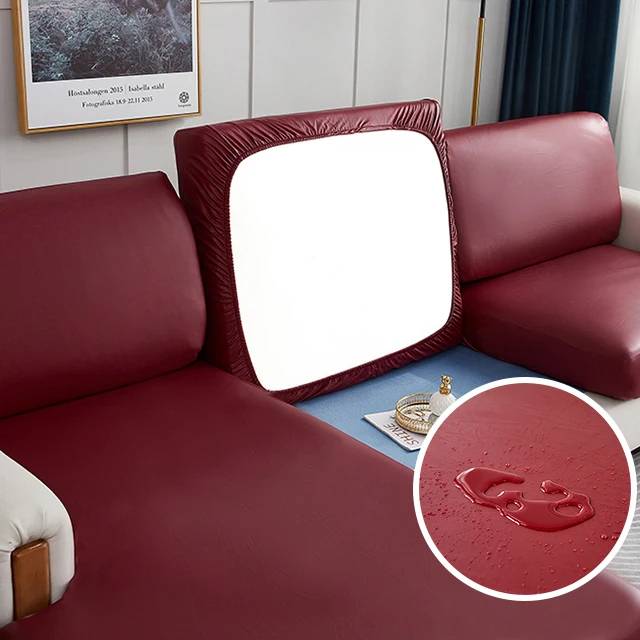 Housse en simili cuir pour coussin de canapé - Rouge