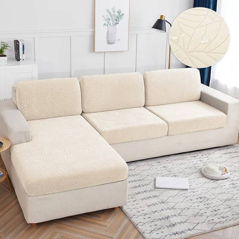 Housse de coussin d'assise pour canapé motif jacquard - blanc