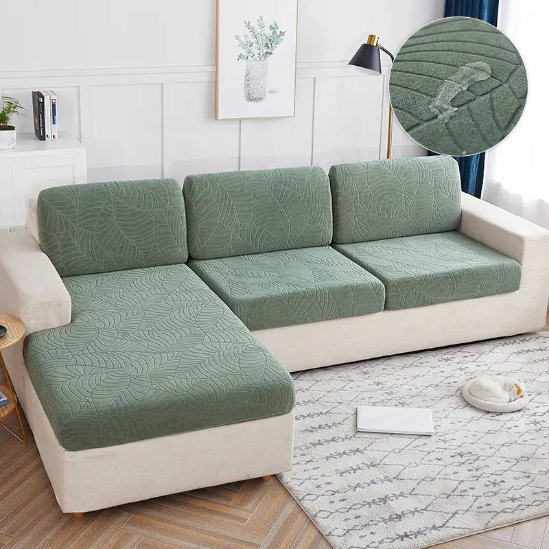 Housse de coussin d'assise pour canapé motif jacquard - vert