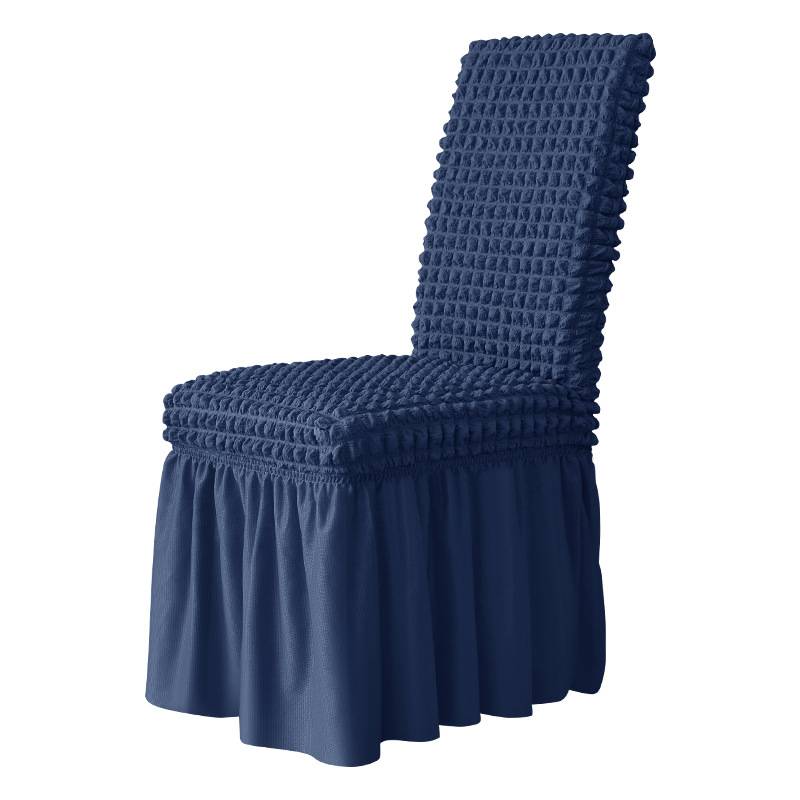 Housse de chaise élastique à jupe longue - Bleu marine