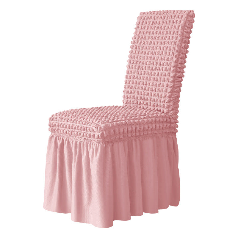 Housse de chaise élastique à jupe longue - Rose