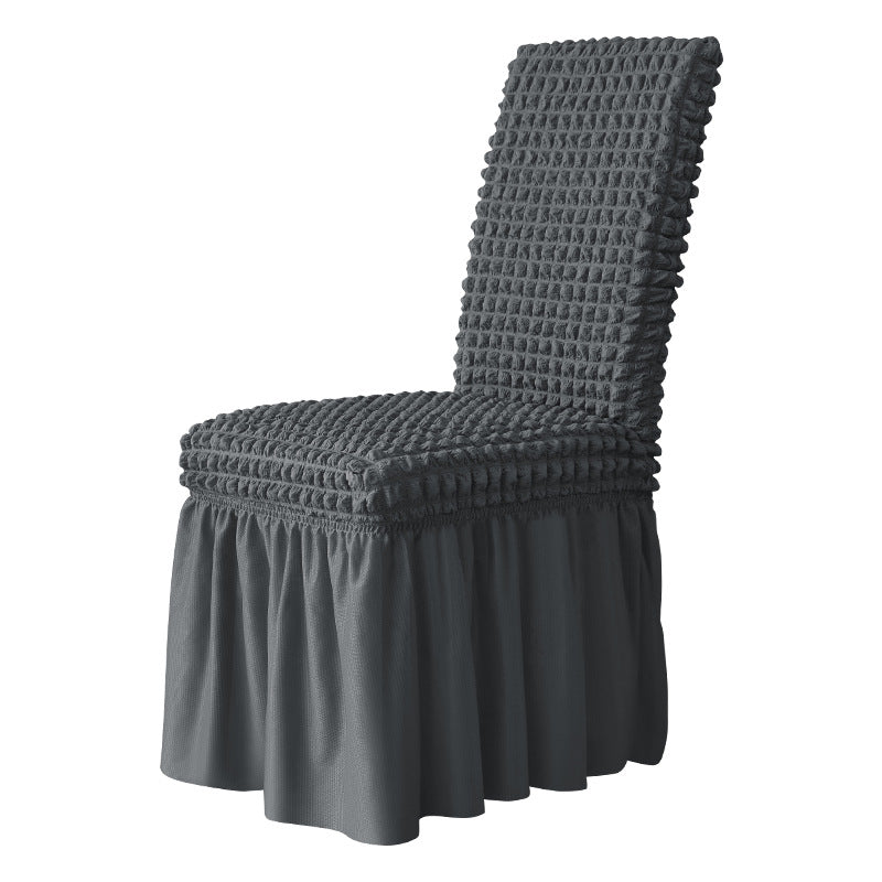 Housse de chaise élastique à jupe longue - Gris foncé