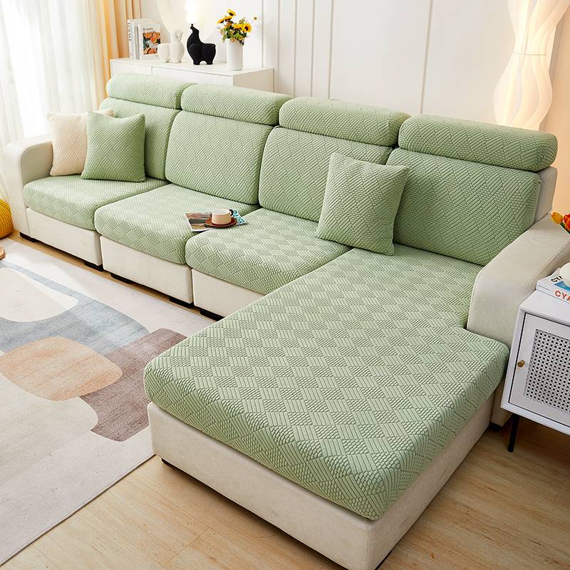 Vert - Housse de coussin d'assise pour canapé - Motif laine