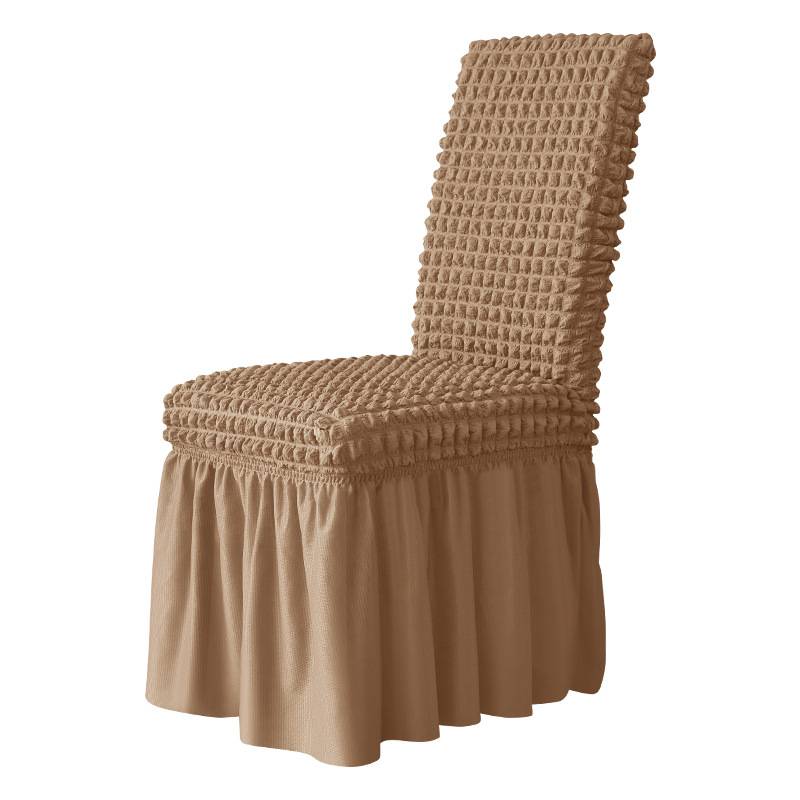 Housse de chaise élastique à jupe longue - Crème