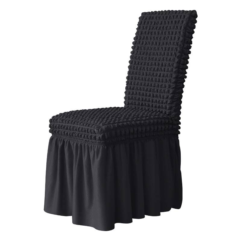 Housse de chaise élastique à jupe longue - Noir