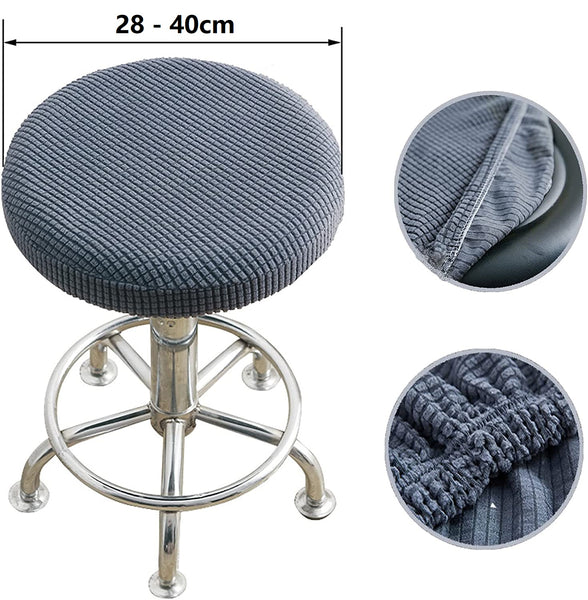 Housse de Tabouret de Bar Elastique Ronde - Gris clair