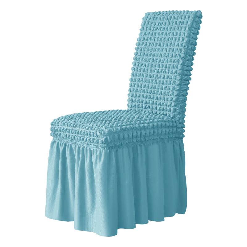 Housse de chaise à jupe longue en 3D - Bleu Ciel