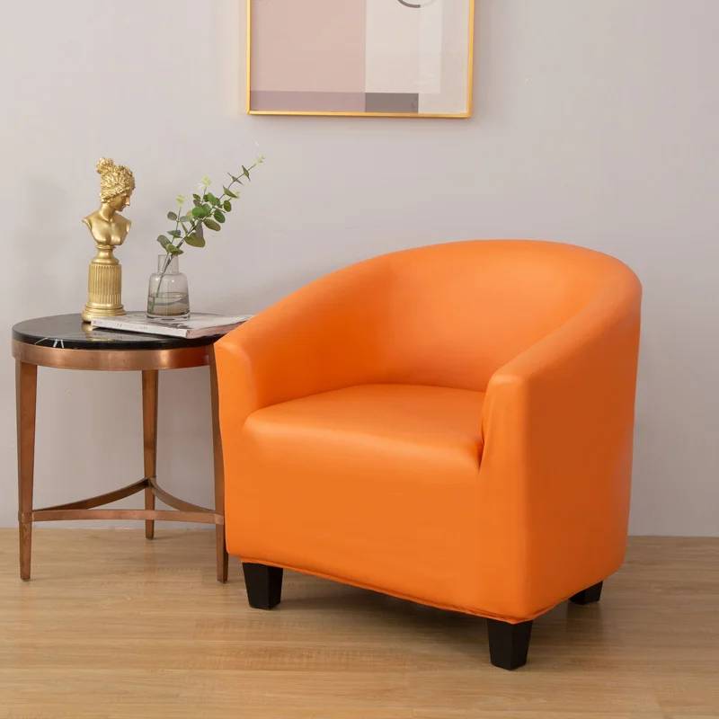 Housse de fauteuil extensible en cuir - orange