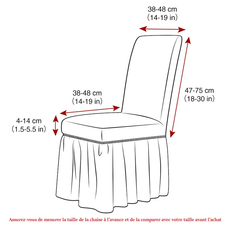 Housse de chaise élastique à jupe longue - Crème