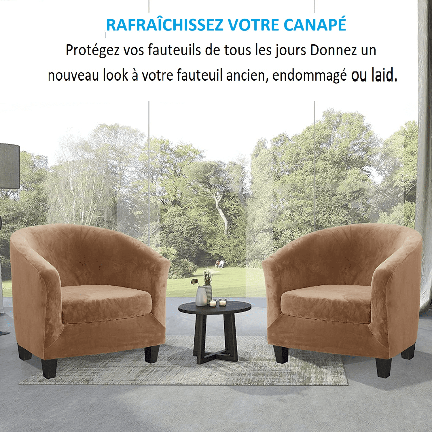 Housse de Fauteuil en Velours - Marron