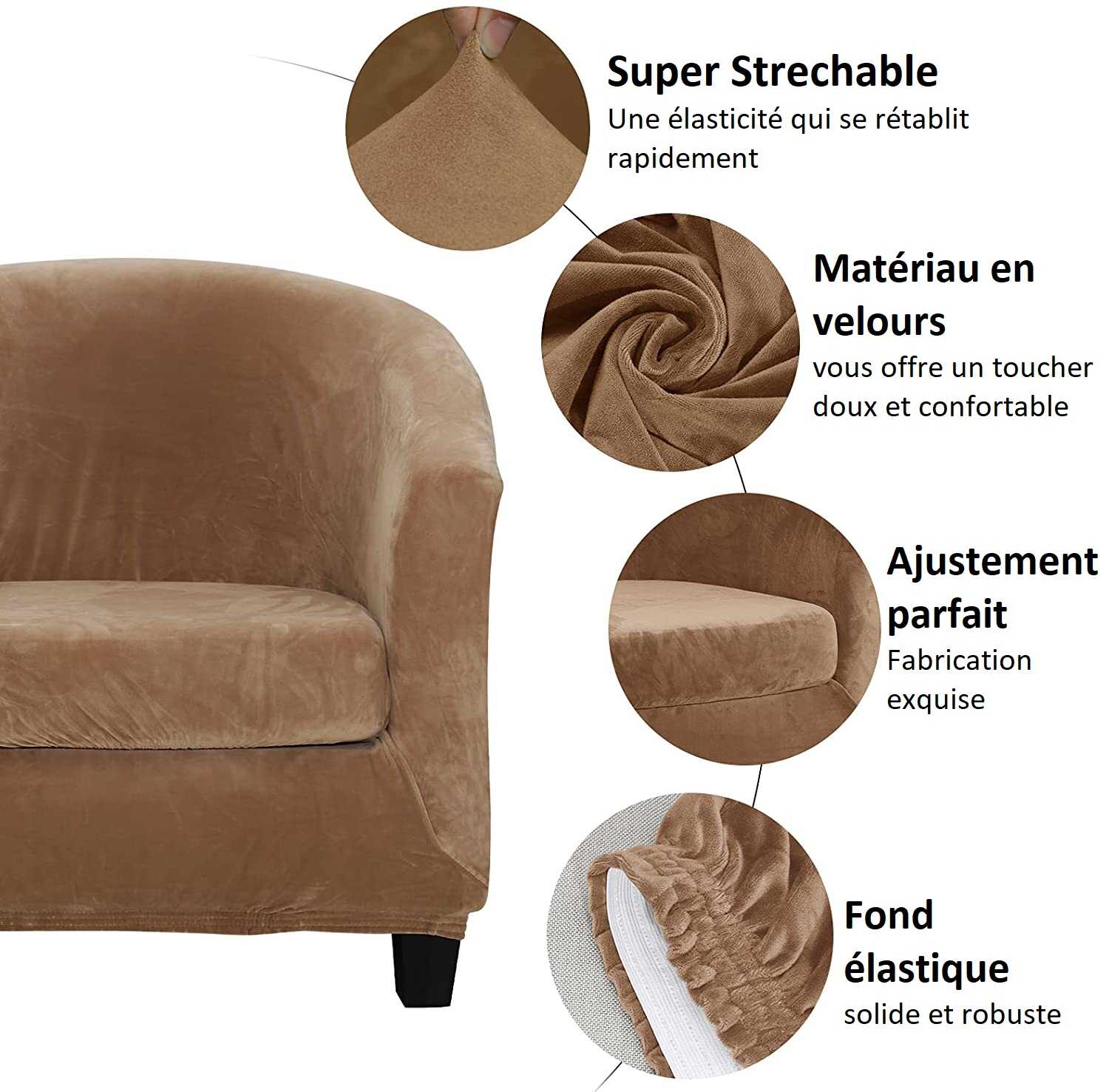 Housse de Fauteuil en Velours - Marron