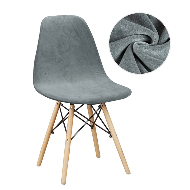 Housse Extensible de Chaise <br/> Scandinave Velours - Gris - HousseDecor