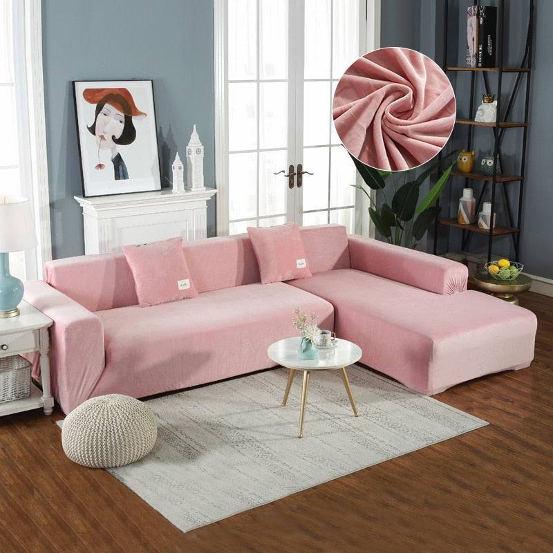 Housse de Canapé d'Angle <br/> Velours - Rose