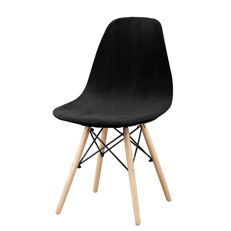 Housse Extensible de Chaise <br/> Scandinave Velours - Noir - HousseDecor