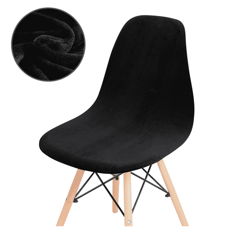 Housse Extensible de Chaise <br/> Scandinave Velours - Noir - HousseDecor