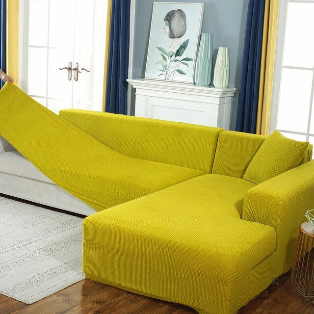 Housse de Canapé d'Angle - Jaune - HousseDecor