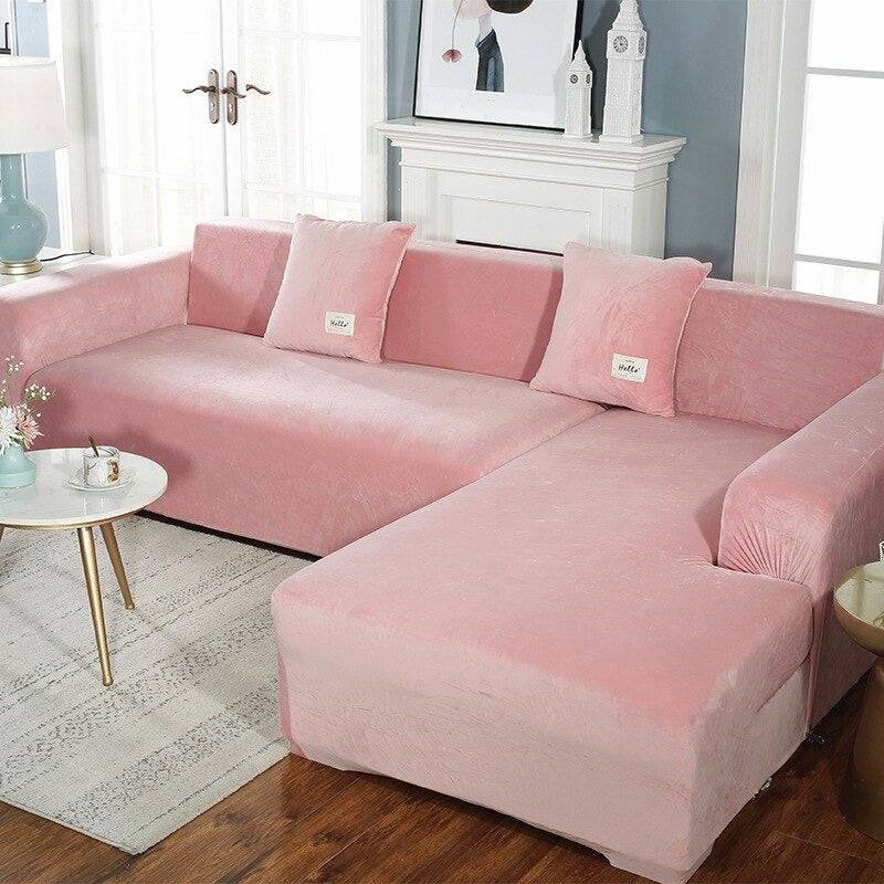 Housse de Canapé d'Angle <br/> Velours - Rose