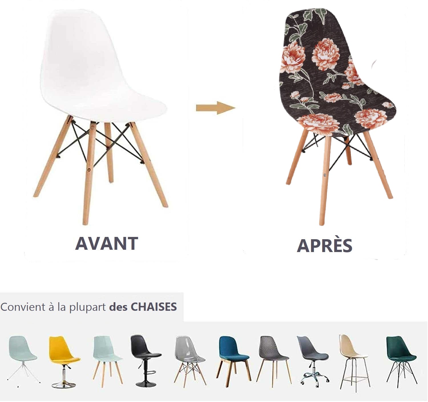 Housse de Chaise <br/> Scandinave - Fleure Rouge