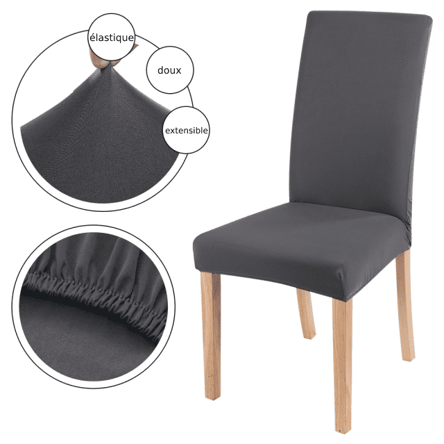 Housse de Chaise Extensible Universelle - Gris - HousseDecor