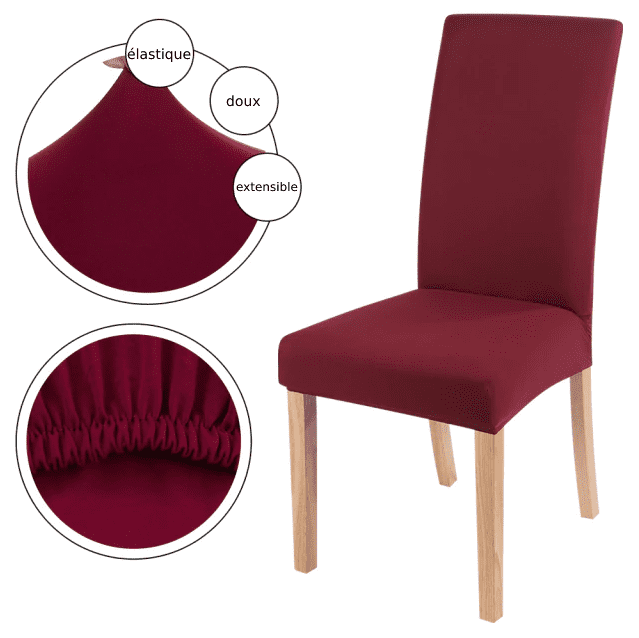 Housse de Chaise Universelle - Rouge Vin - HousseDecor