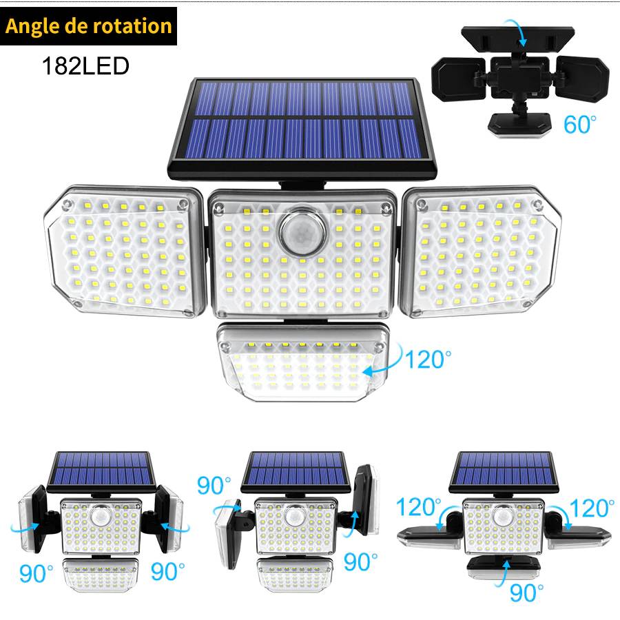 projecteur solaire avec détecteur de mouvement - éclairage extérieur solaire puissant